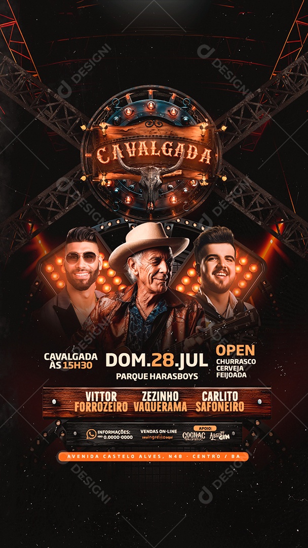 Story Flyer Cavalgada Vittor Forrozeiro Zezinho Vaquerama Social Media PSD Editável