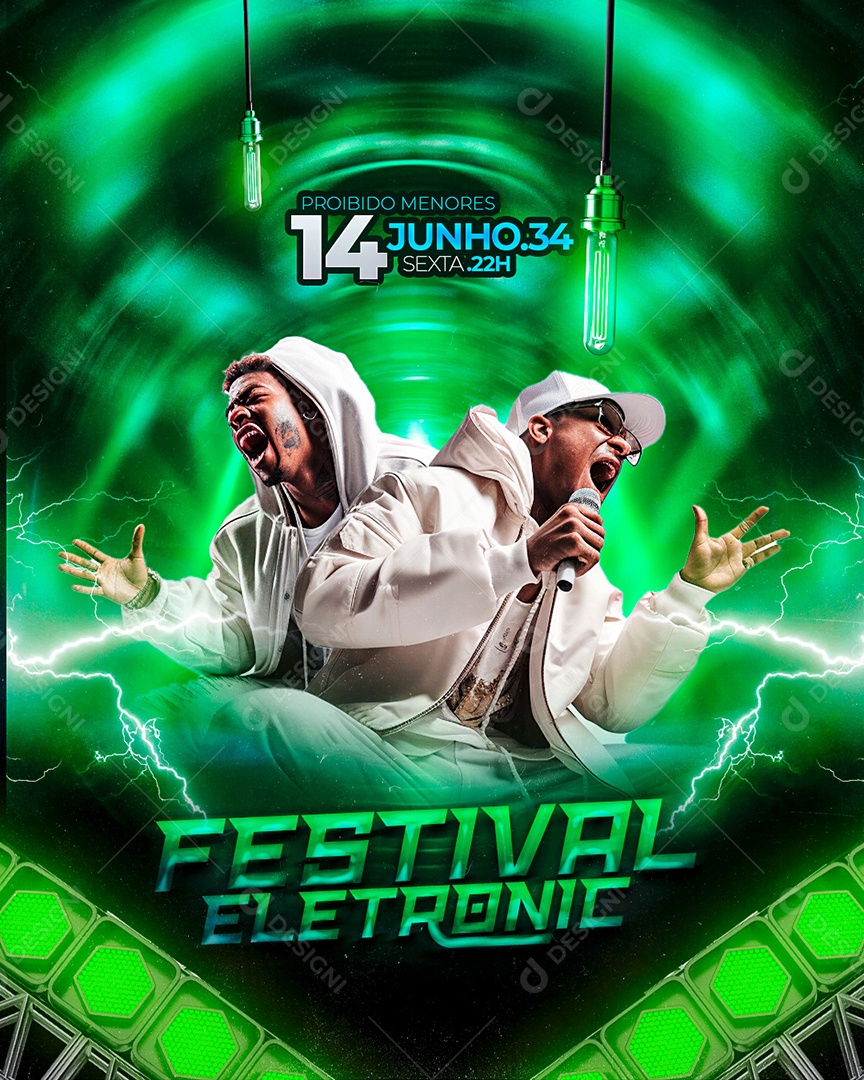 Flyer Festival Eletronic Social Media PSD Editável