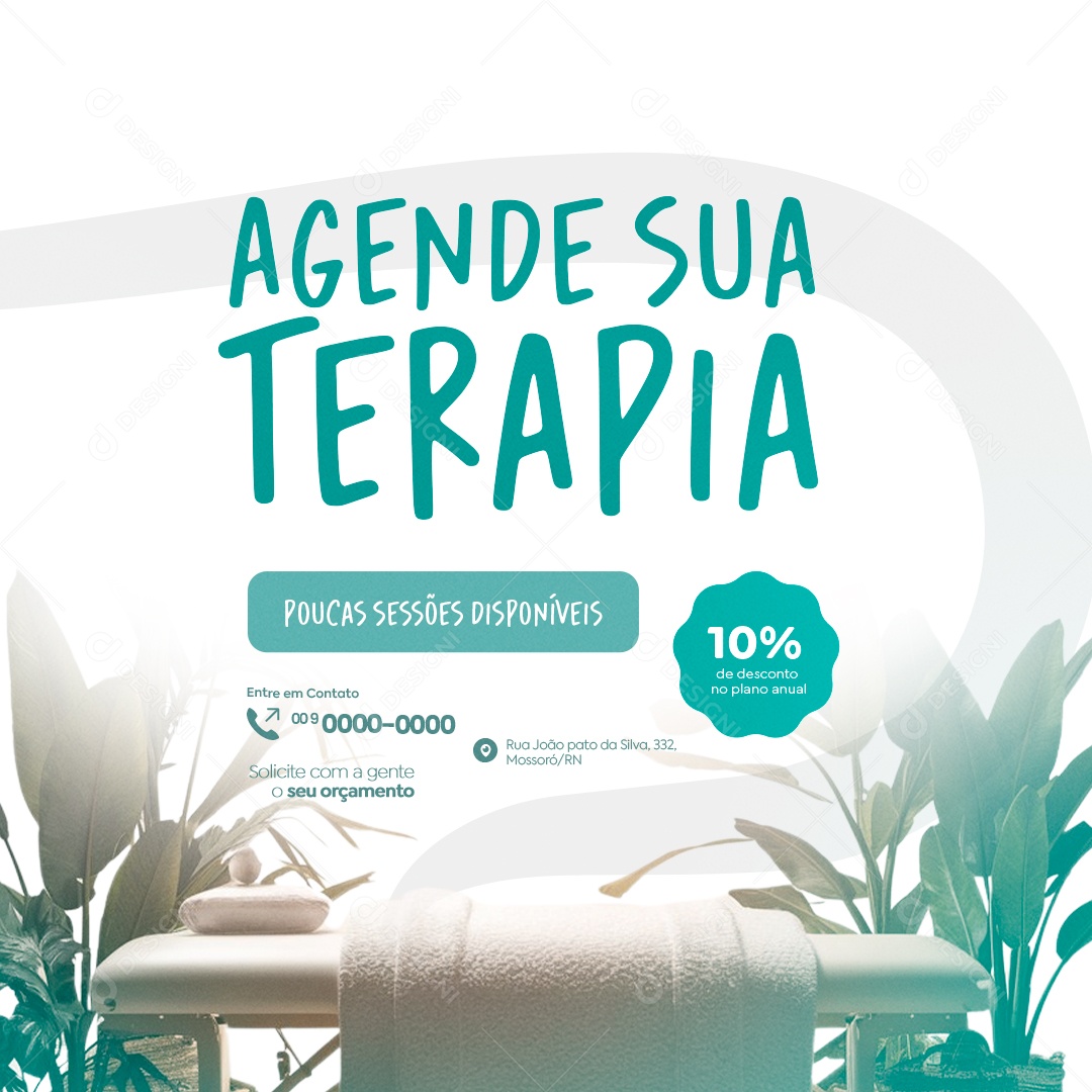 Agende sua Terapia Poucas Sessões Disponíveis Social Media PSD Editável