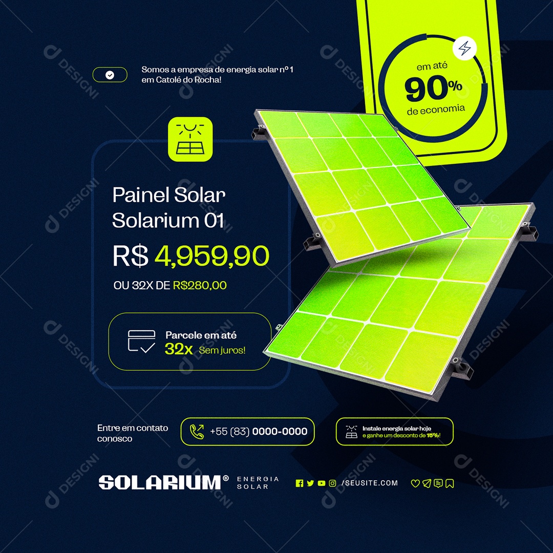 Solar Energy Solar Panel Solarium Social Media Editable PSD