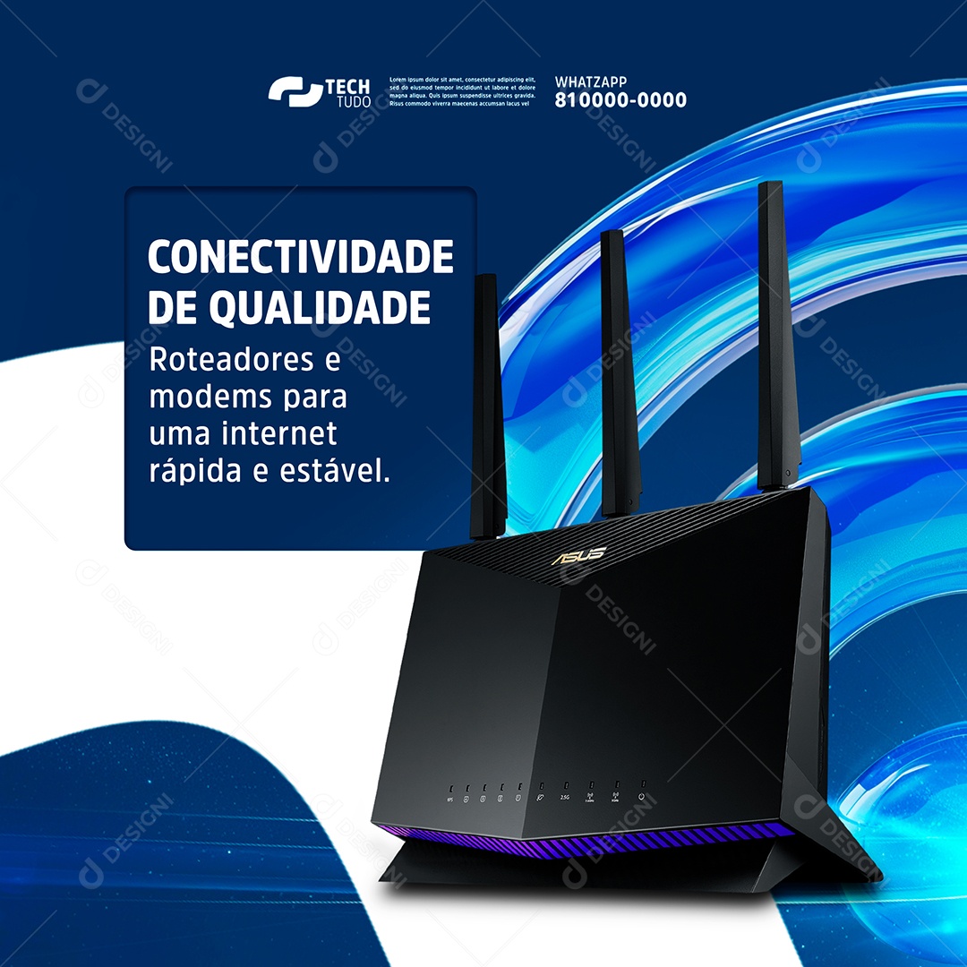 Conectividade de Qualidade Roteadores e Modems Social Media PSD Editável