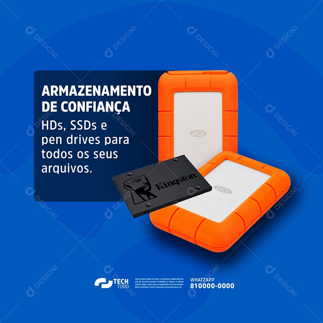 Armazenamento de Confiança HDS SSDS E Pen Drives Social Media PSD Editável