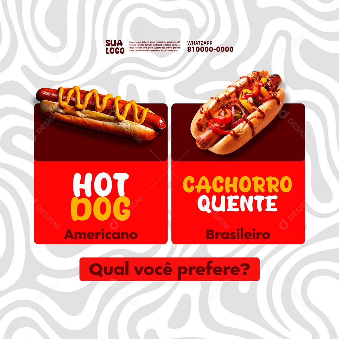 Cachorro Americano Quente Hot Dog Brasileiro Social Media PSD Editável