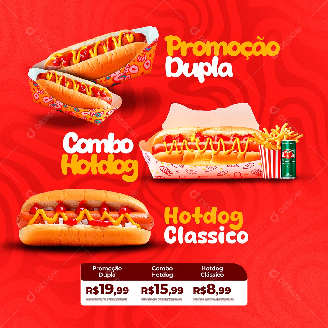 Promoção Dupla Combo Hot Dog Social Media PSD Editável