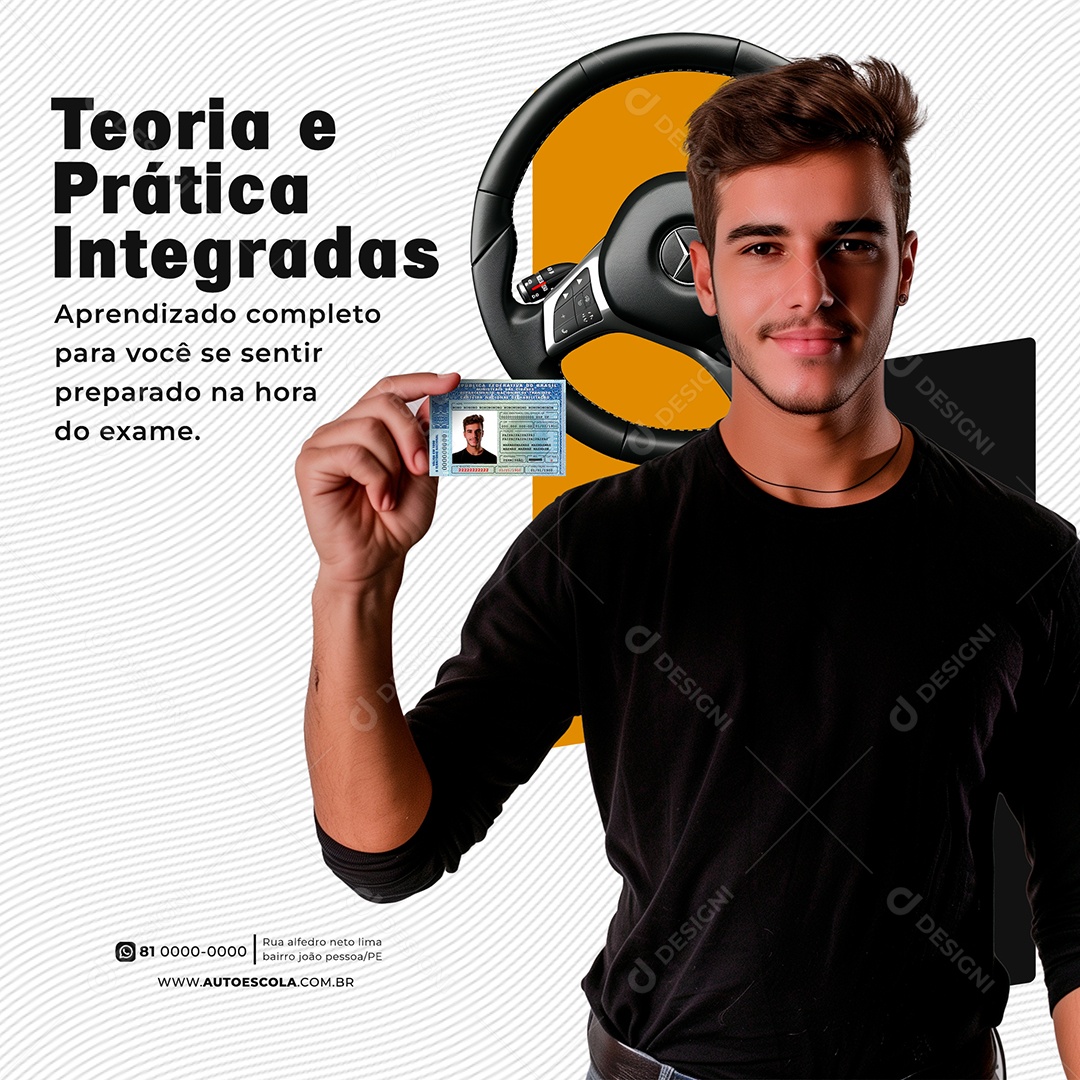 Auto Escola Teoria e Prática Integradas Social Media PSD Editável