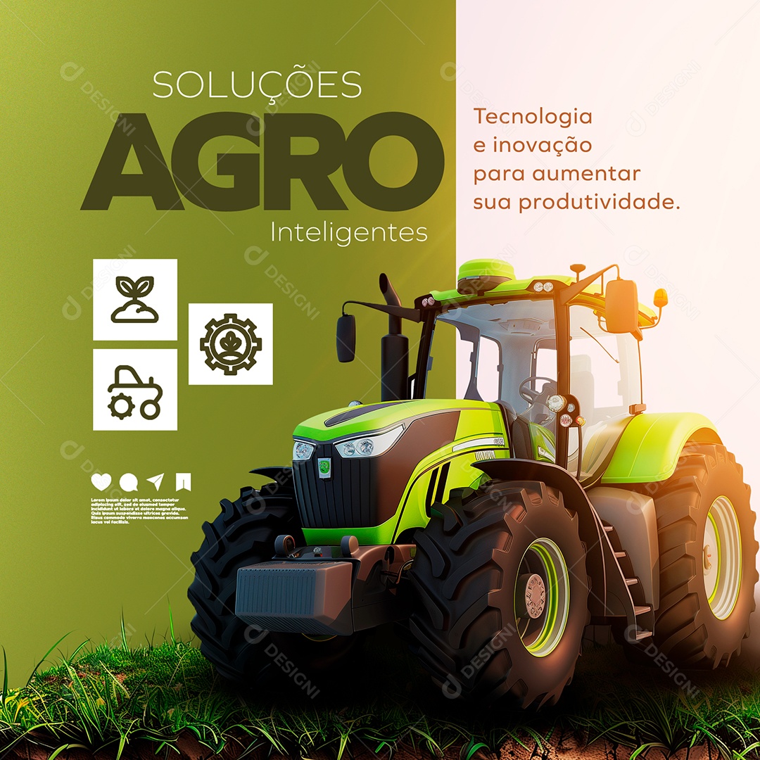 Soluções Agro Inteligentes Social Media PSD Editável