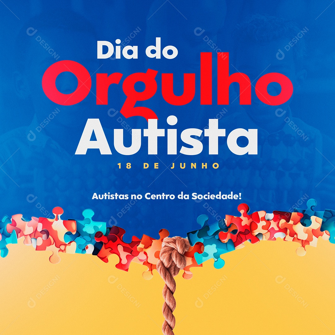 Dia do Orgulho Autista 18 de Junho Centro da Sociedade Social Media PSD Editável