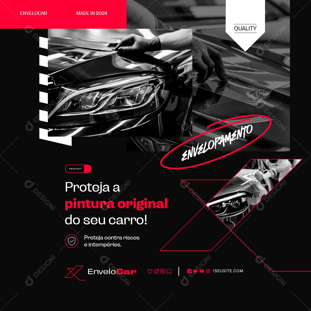Envelopamento de Carros Proteja a Pintura Original do Seu Carro Social Media PSD Editável