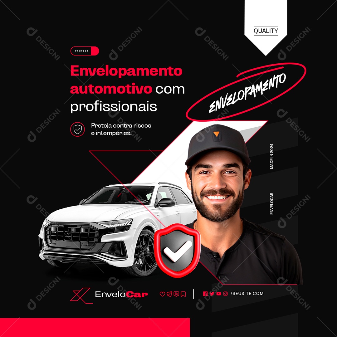 Envelopamento de Carros Automotivo com Profissionais Social Media PSD Editável