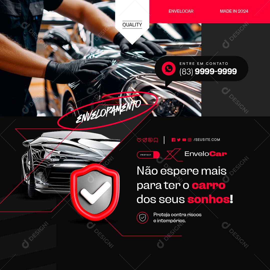 Envelopamento de Carros Não Espere Mais para Ter o Carro dos Seus Sonhos Social Media PSD Editável