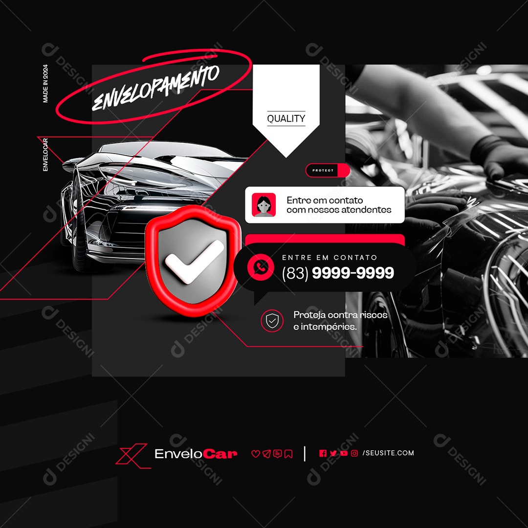 Envelopamento de Carros Entre em Contato com Nossos Atendentes Social Media PSD Editável