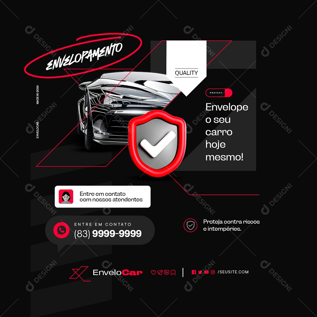 Envelopamento de Carros Envelope o Seu Carro Hoje Mesmo Social Media PSD Editável