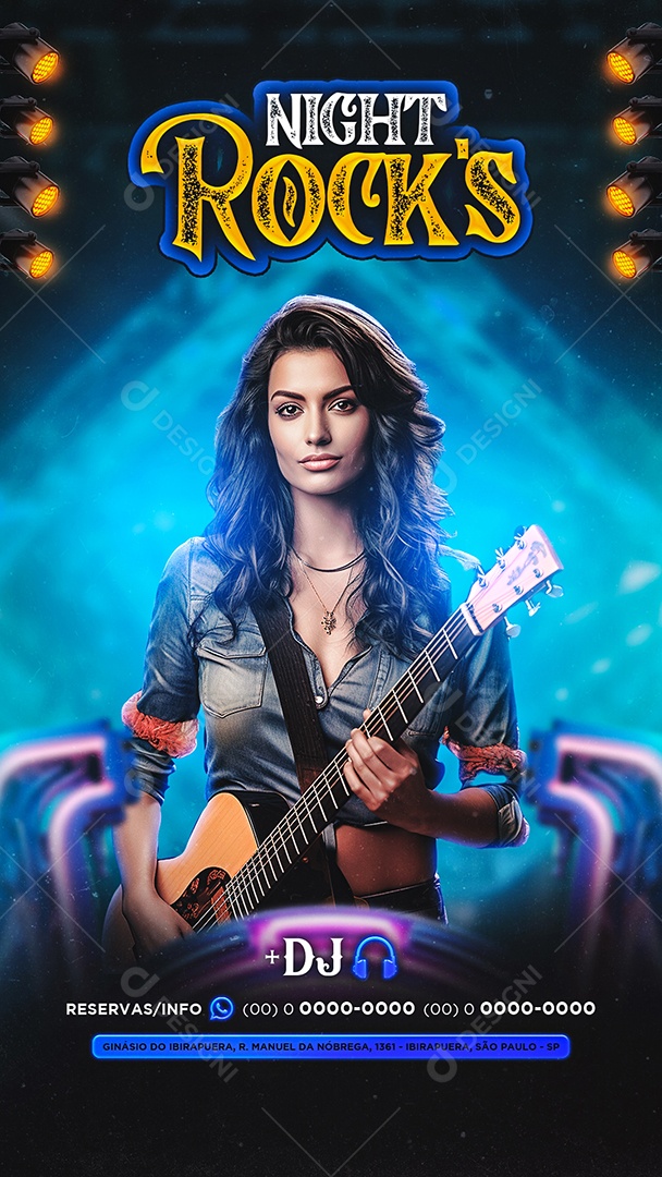 Story Flyer Night Rocks Social Media PSD Editável