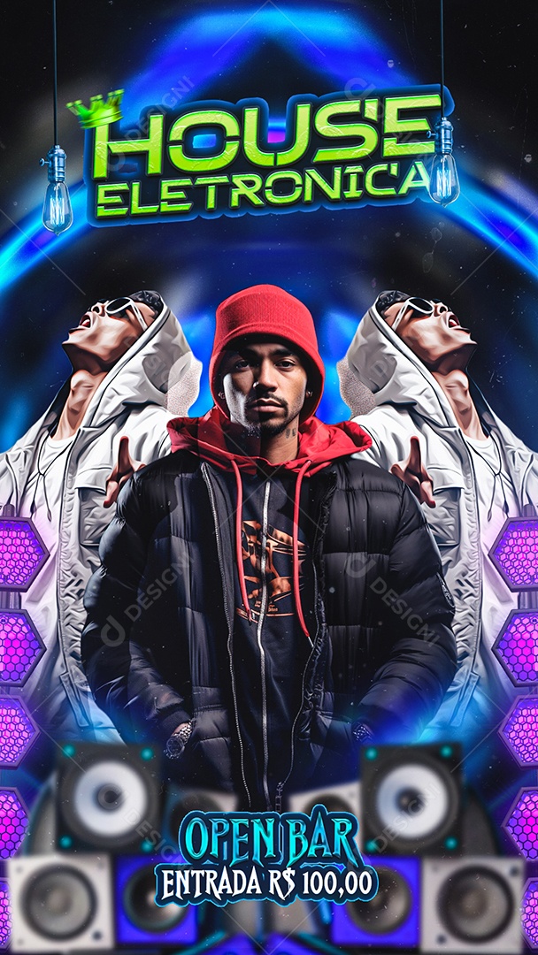 Story Flyer House Eletronica Open Bar Social Media PSD Editável