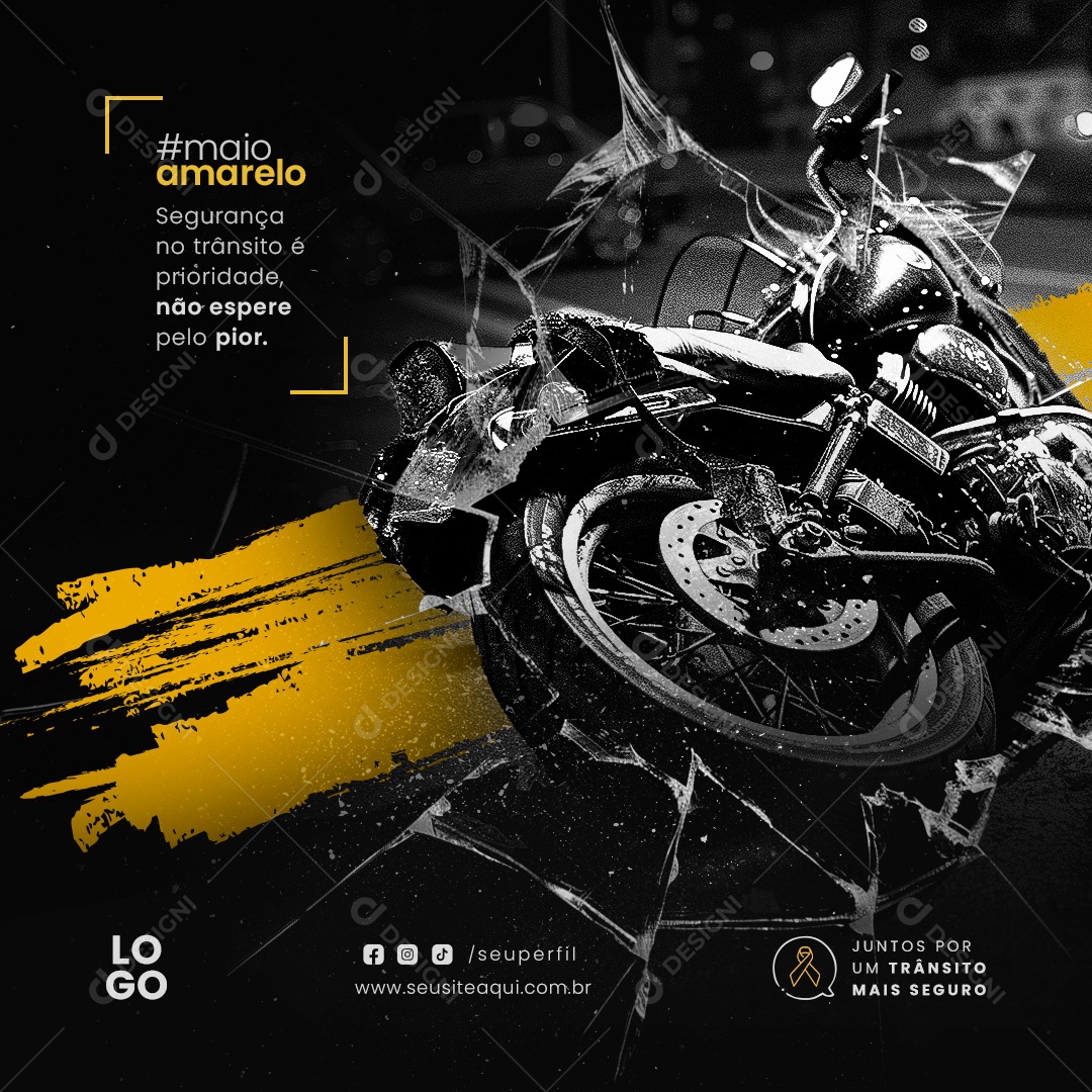 Maio Amarelo Segurança no Trânsito é Prioridade Social Media PSD Editável