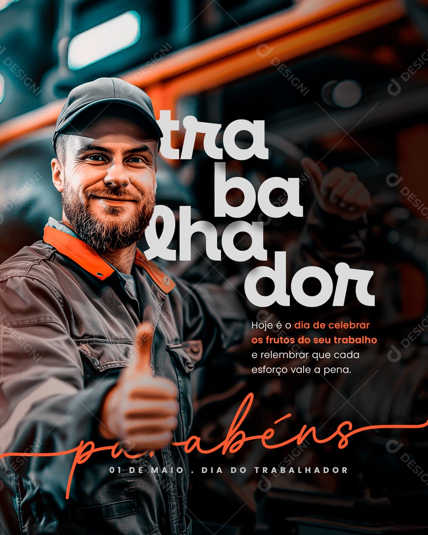 Dia do Trabalhador 01 de Maio Celebrar os Frutos do seu Trabalho Social Media PSD Editável