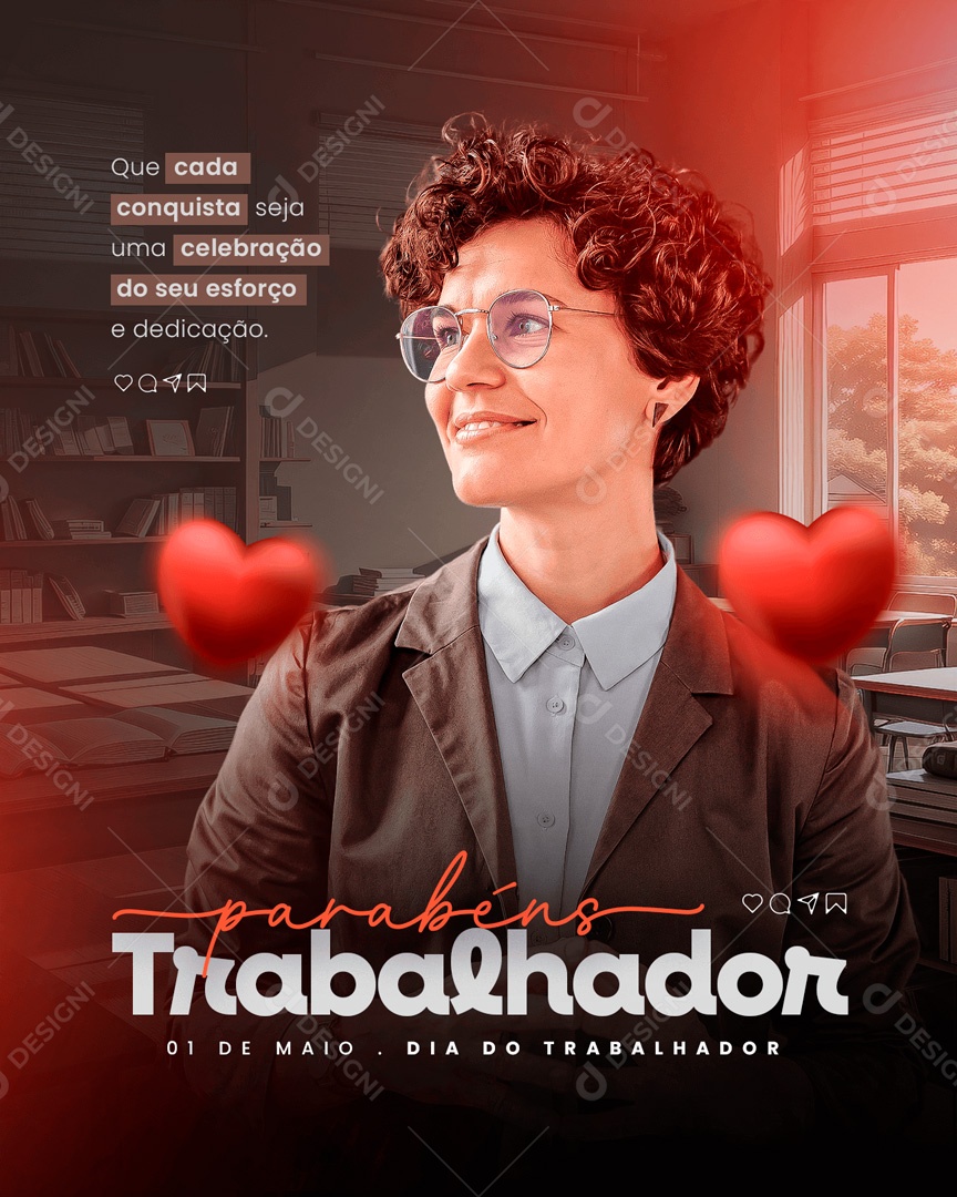 Dia do Trabalhador 01 de Maio que Cada Conquista seja uma Celebração Social Media PSD Editável