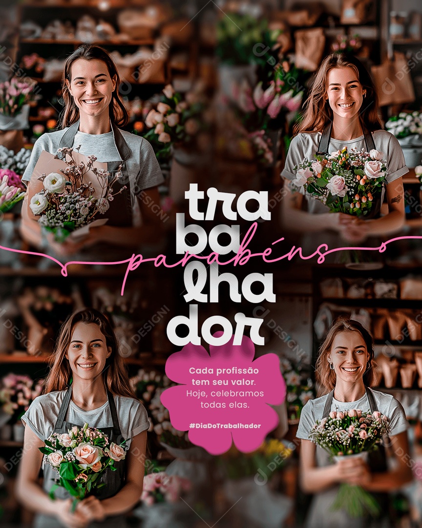 Dia do Trabalhador 01 de Maio Parabéns Social Media PSD Editável