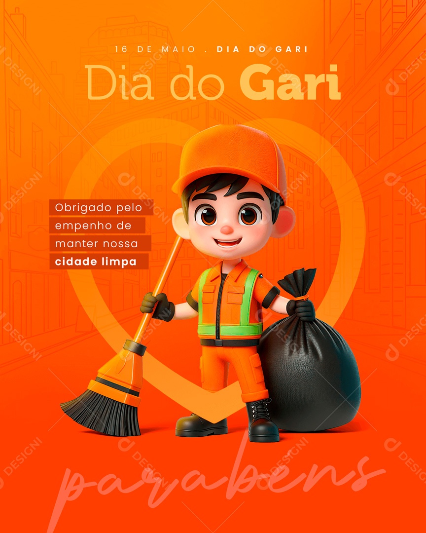 Dia do Gari 16 de Maio Obrigado pelo Empenho Social Media PSD Editável