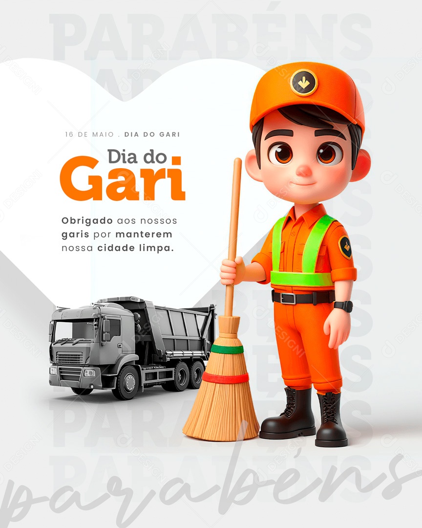 Dia do Gari 16 de Maio Obrigado por Manterem nosso Cidade Limpa Social Media PSD Editável