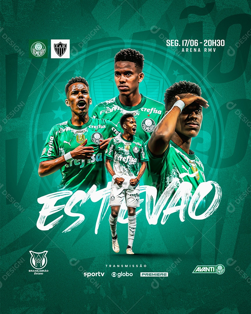 Futebol Palmeiras X Atlético-MG Social Media PSD Editável