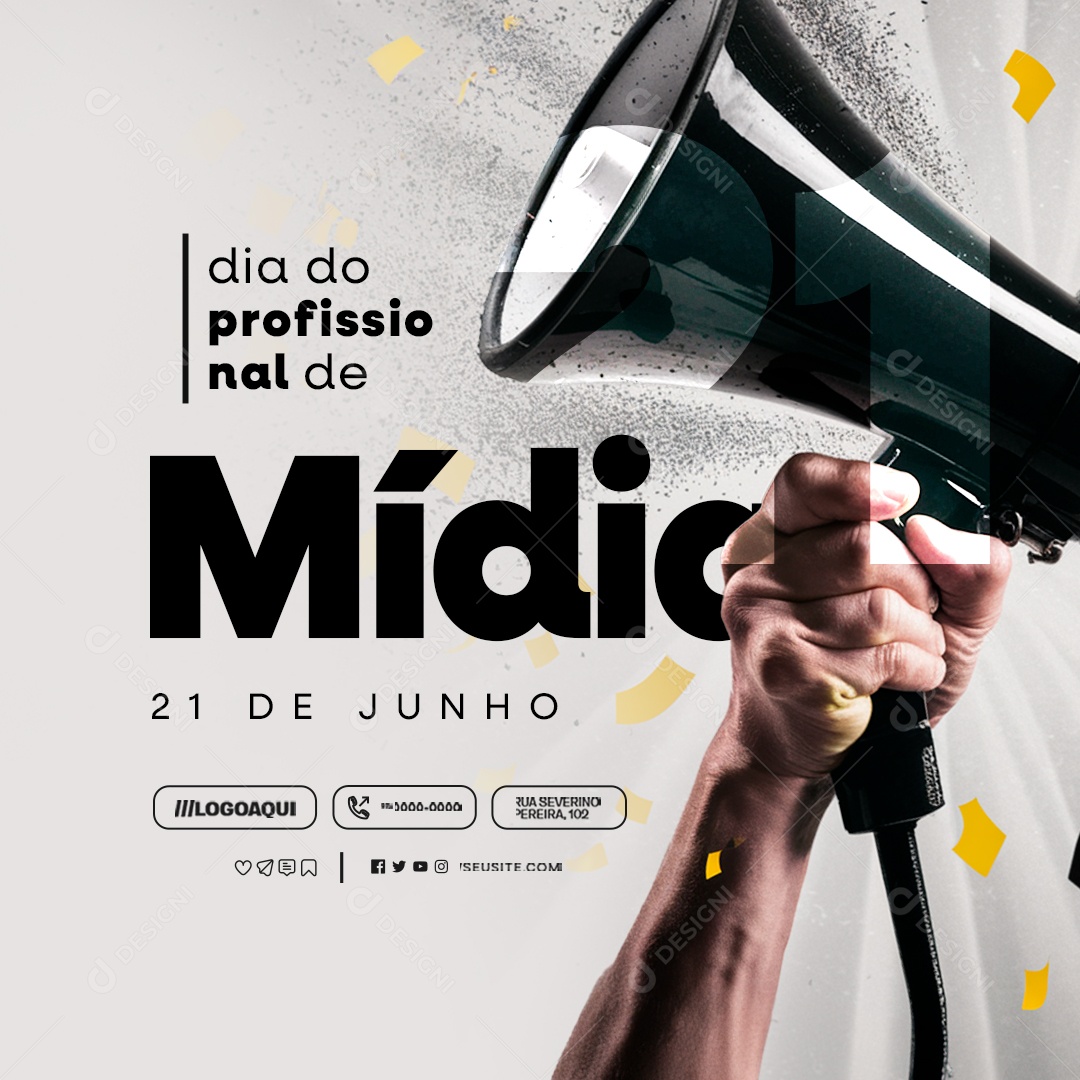 Dia Do Profissional De Mídia 21 De Junho Social Media PSD Editável