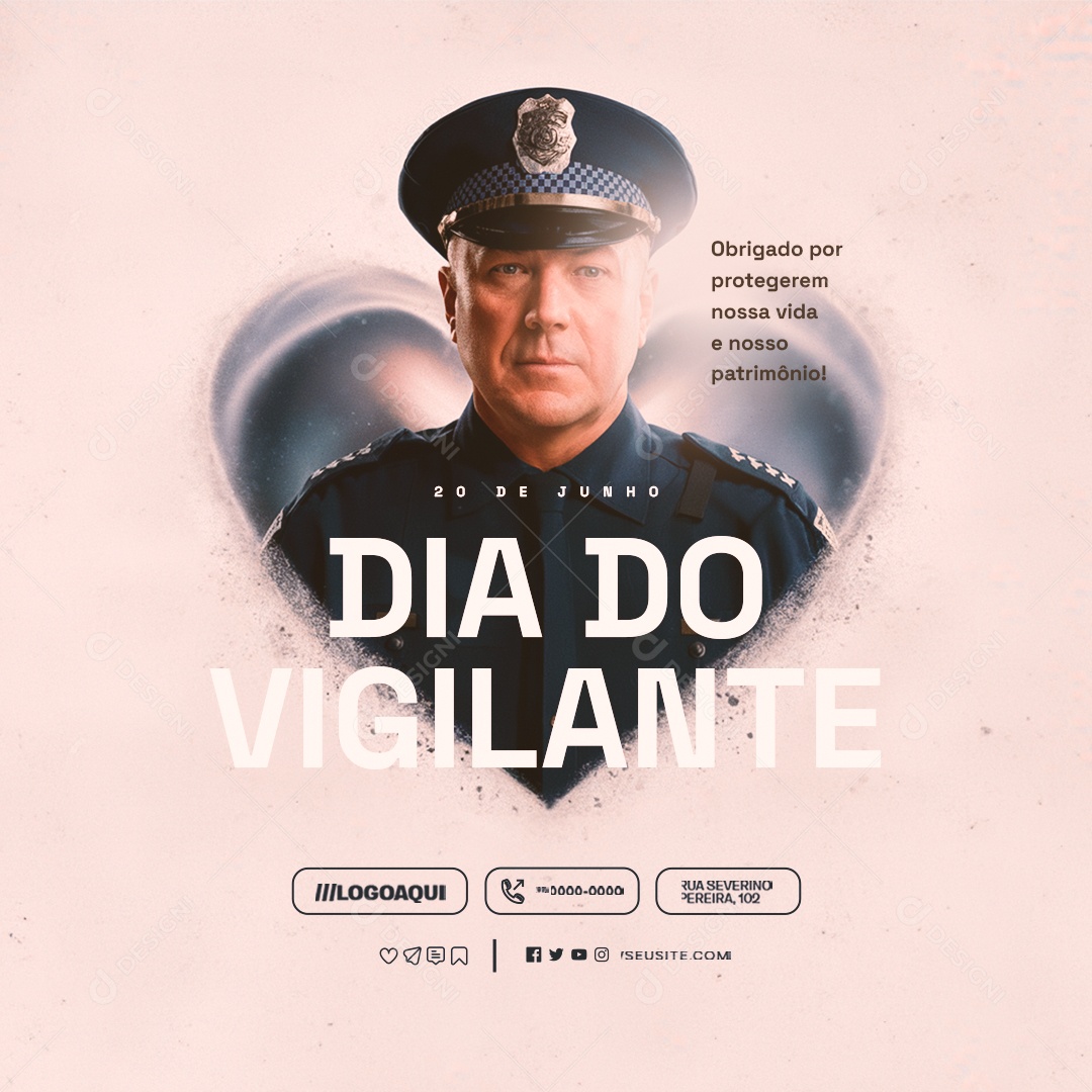 Dia Do Vigilante 20 De Julho Obrigado Social Media PSD Editável