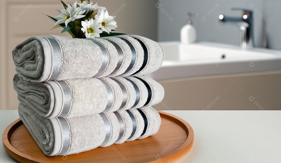 Toalhas com detalhes no banheiro