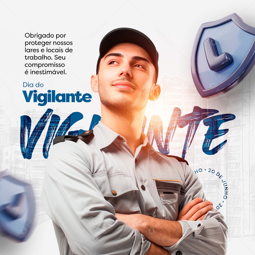 Dia do Vigilante 20 de Junho Social Media PSD Editável