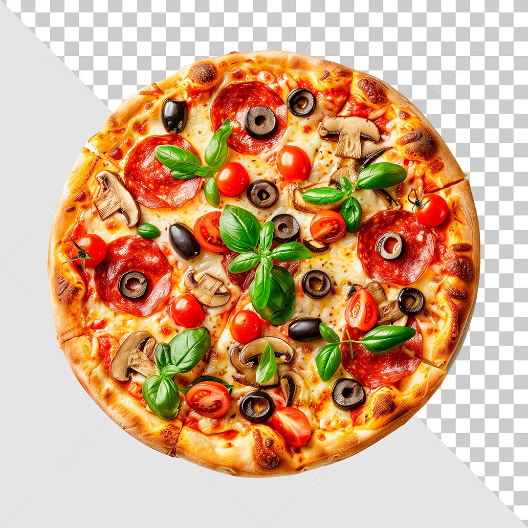 Pizza Saborosa Elemento 3D para Composição PSD