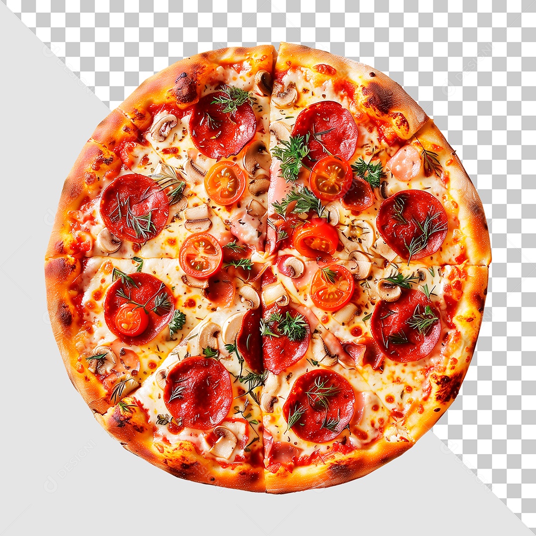 Pizza de Calabresa Grande Elemento 3D para Composição PSD