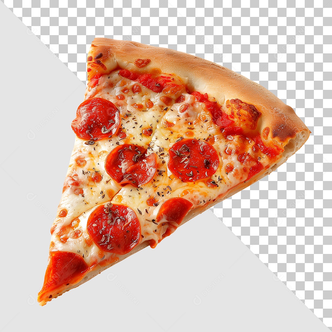 Fatia de Pizza de Calabresa Elemento 3D para Composição PSD