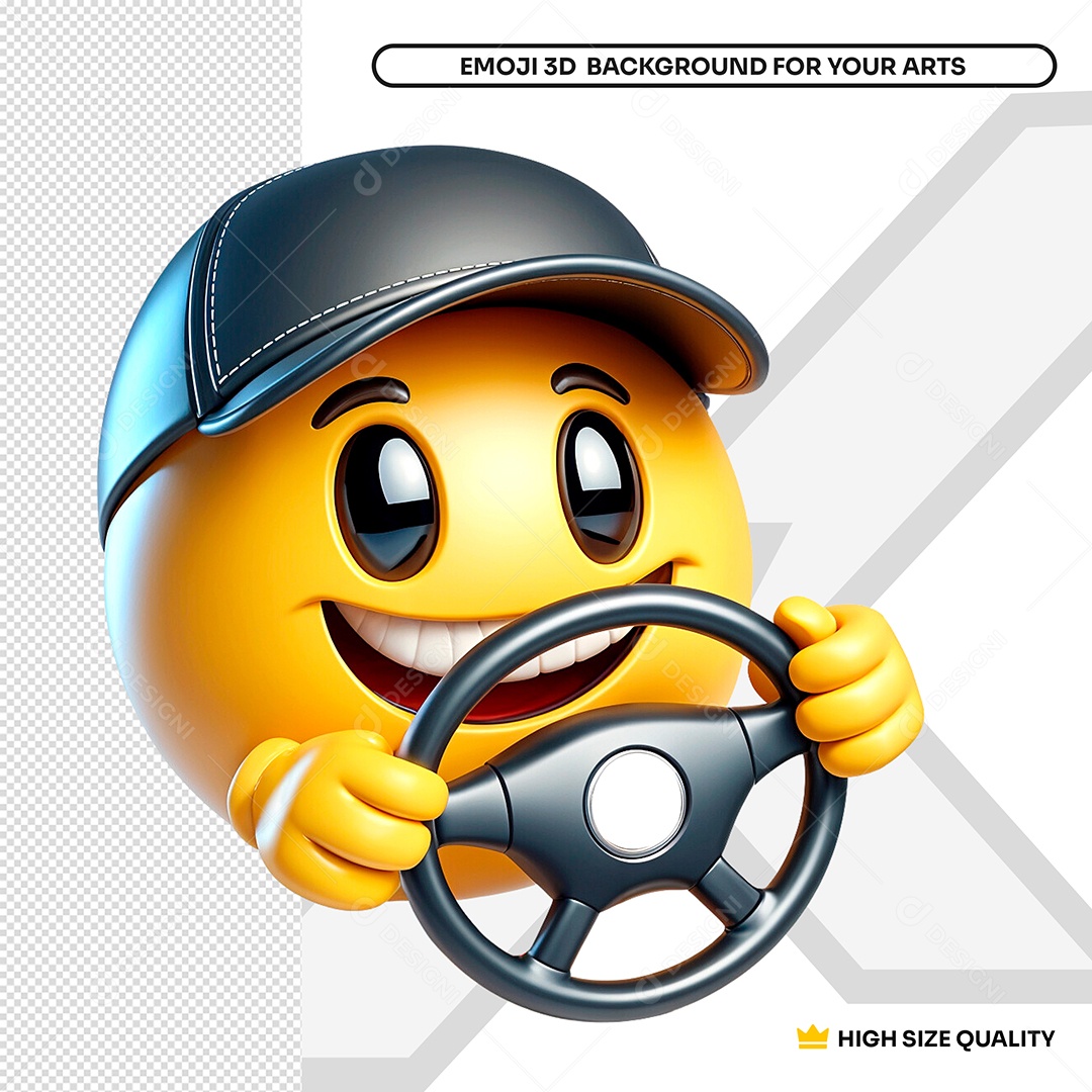 Emoji 3D Motorista com Boné para Composição PSD
