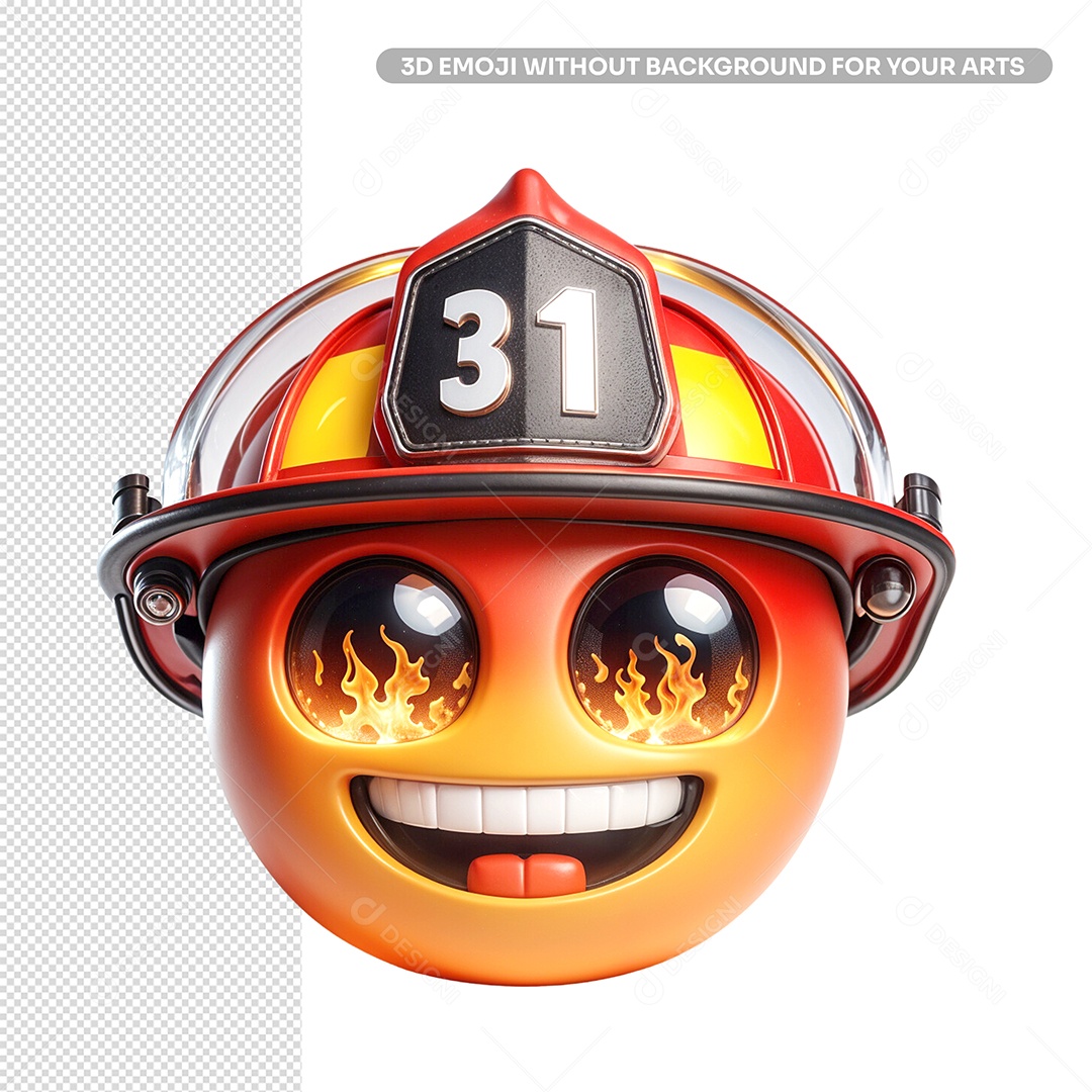 Emoji 3D Bombeiro para Composição PSD