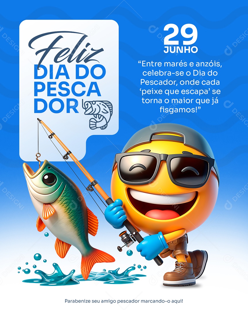 Dia do Pescador 29 de Junho Entre Marés e Anzóis Celebra-se Social Media PSD Editável