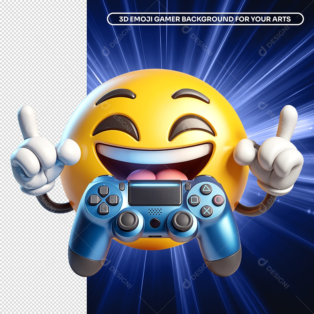 Emoji 3D com Controle de Video Game para Composição PSD
