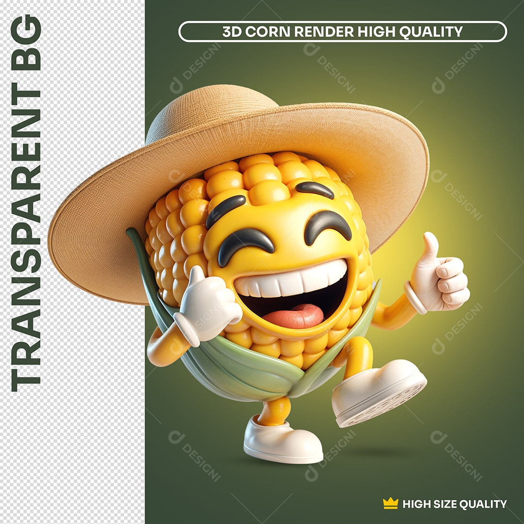 Milho de Chapéu de Palha Elemento 3D para Composição PSD