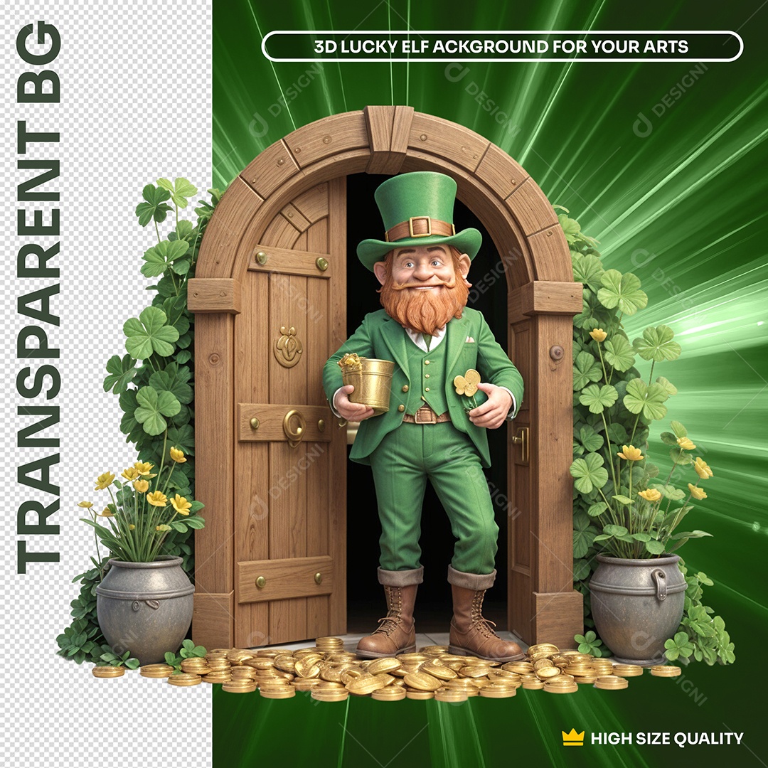 Duende da Sorte Elemento 3D para Composição PSD