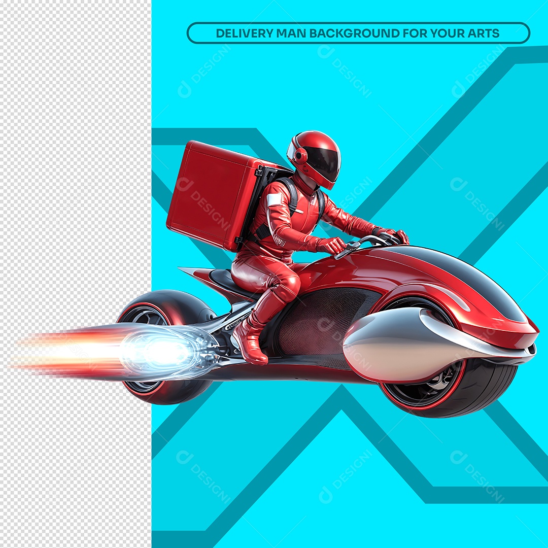 Entregador de Moto Elemento 3D para Composição PSD