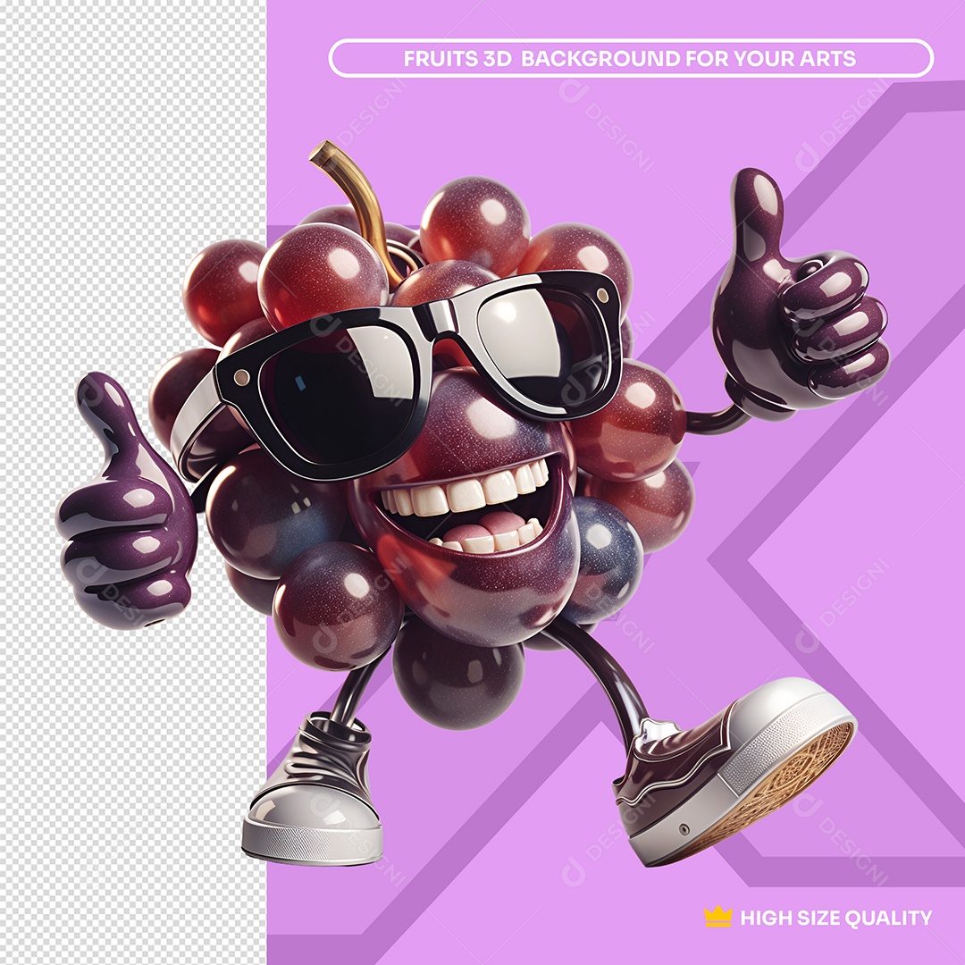 Cacho de Uva de Óculos Escuros Elemento 3D para Composição PSD