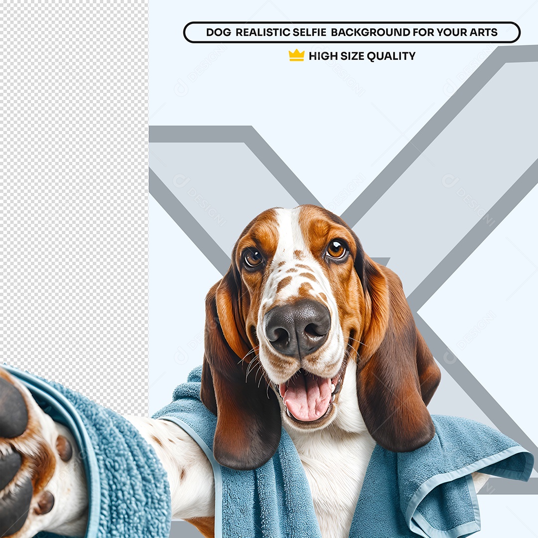 Basset Hount Tirando Selfi Elemento 3D para Composição PSD