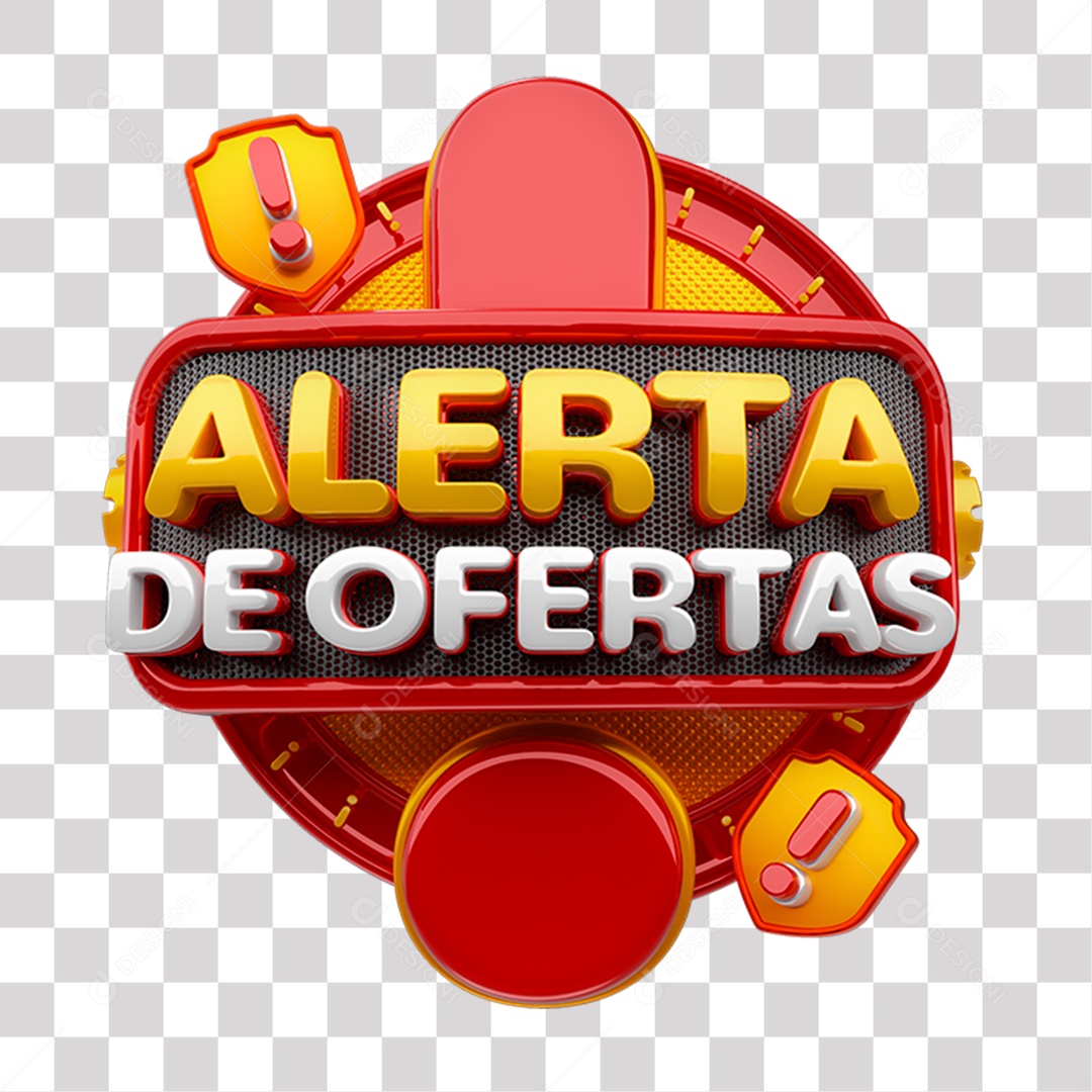 Selo 3D Alerta de Ofertas PNG Transparente