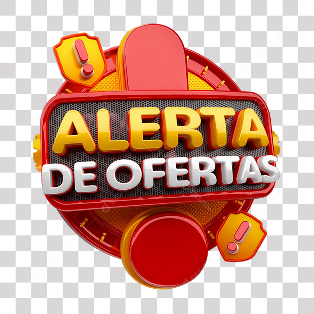 Selo 3D Alerta de Ofertas PNG Transparente