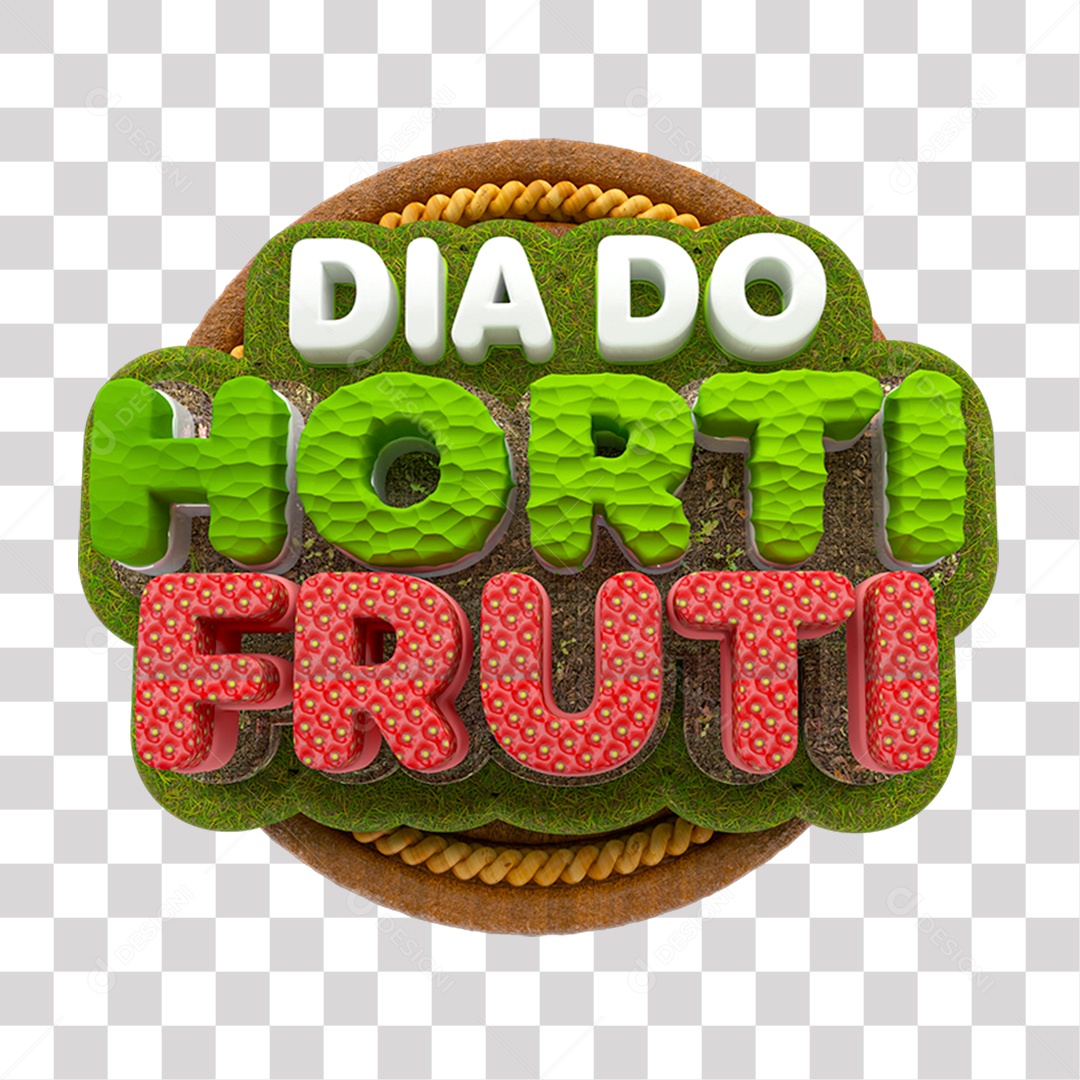 Selo 3D Dia do Hortifruti Para Composição PNG Transparente