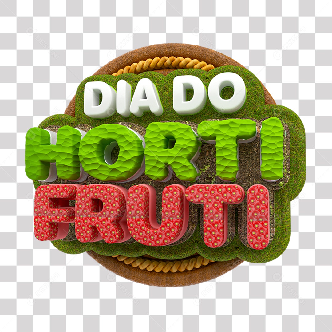 Selo 3D Dia do Hortifruti Para Composição PNG Transparente