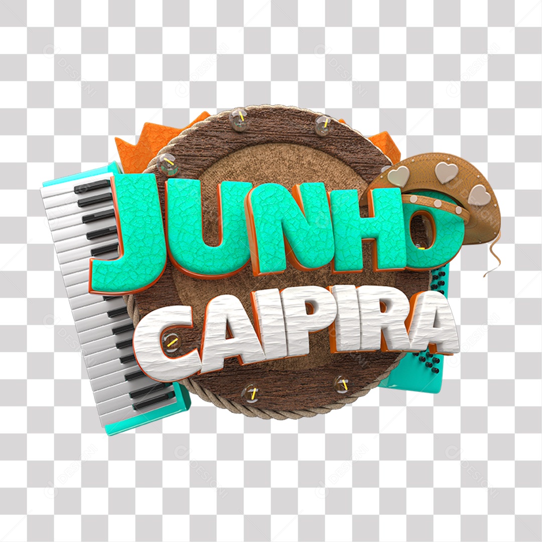 Selo 3D Junho Caipira PNG Transparente