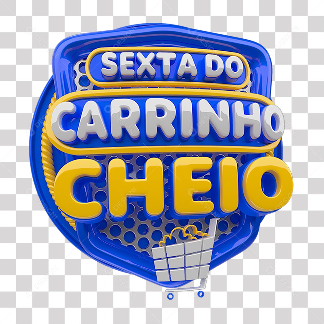 Selo 3D Sexta do Carrinho Cheio PNG Transparente