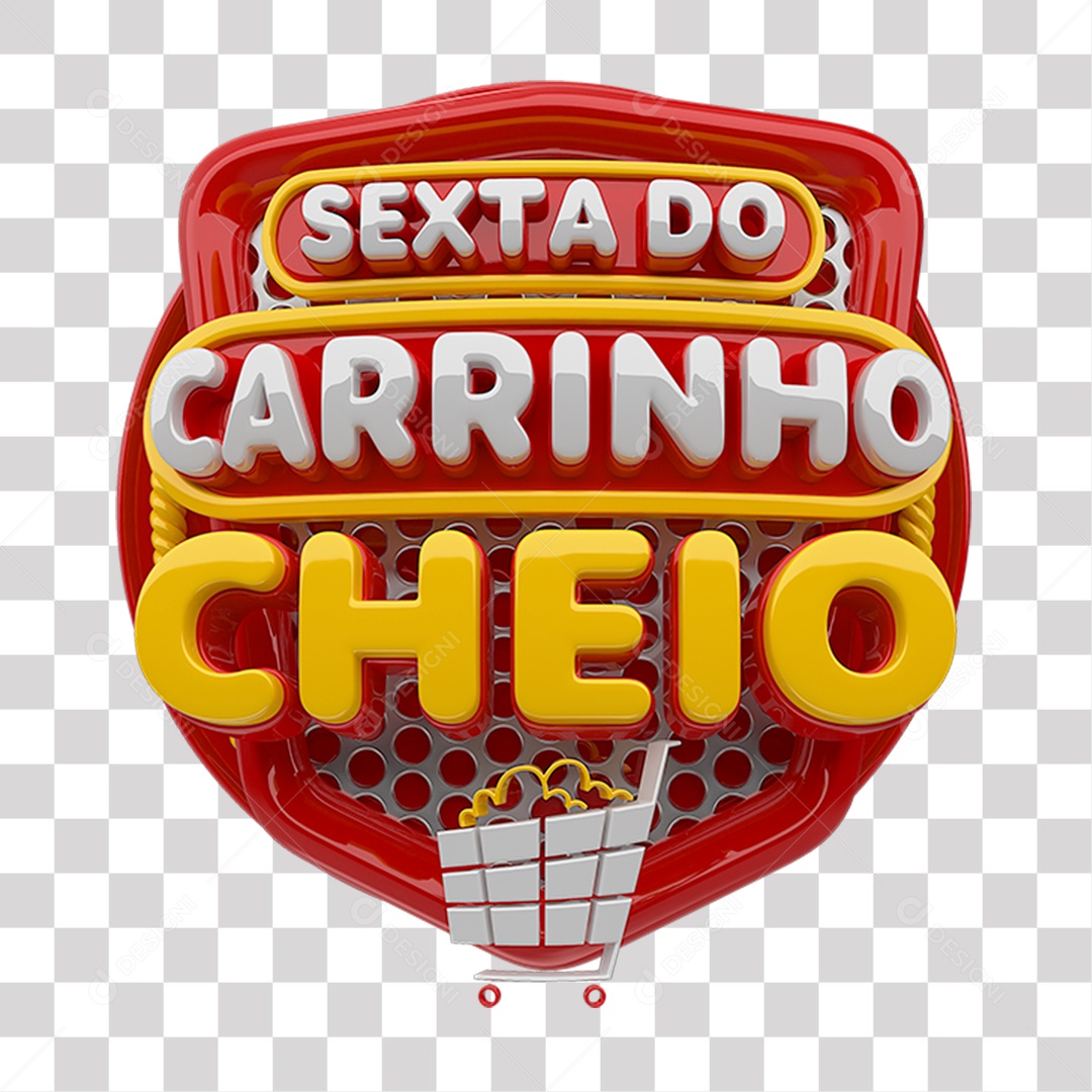 Selo 3D Sexta do Carrinho Cheio PNG Transparente