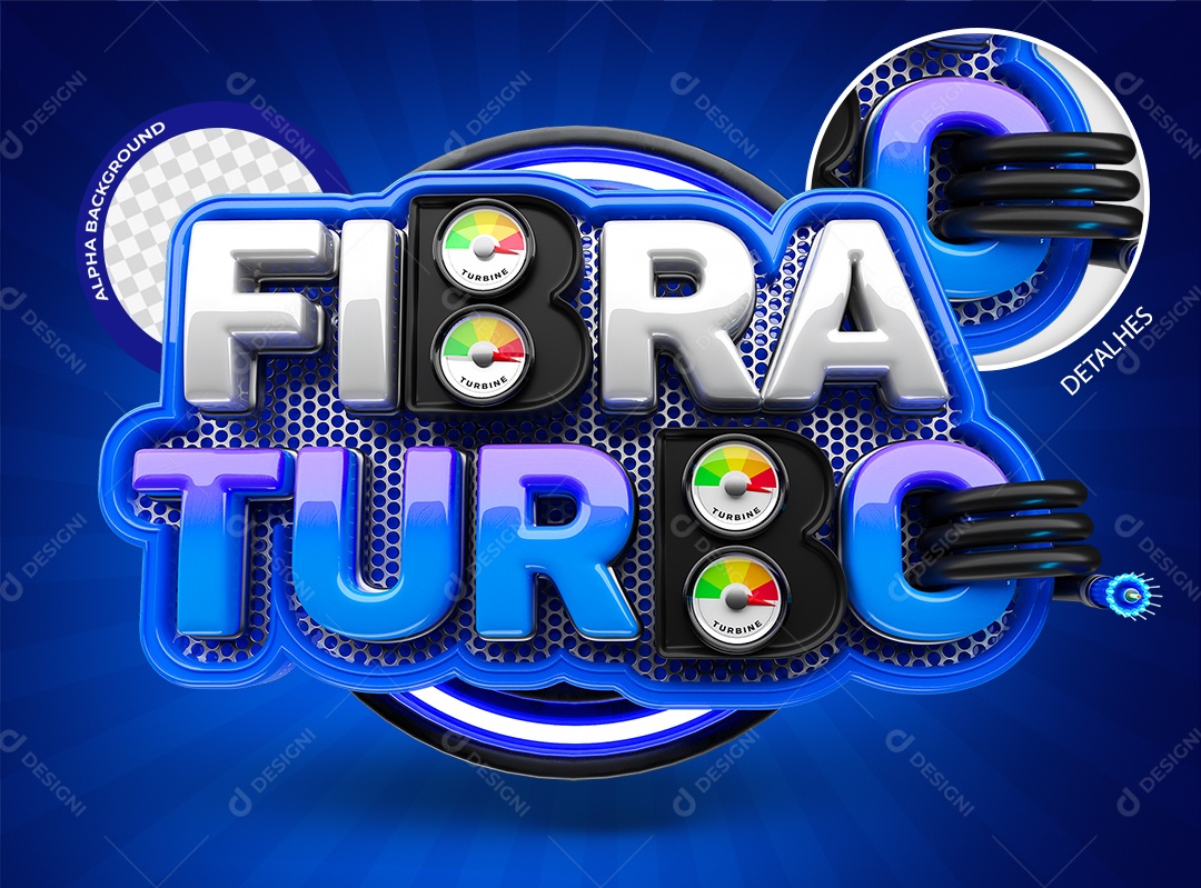 Selo 3D Fibra Turbo Azul e Branco para Composição PSD