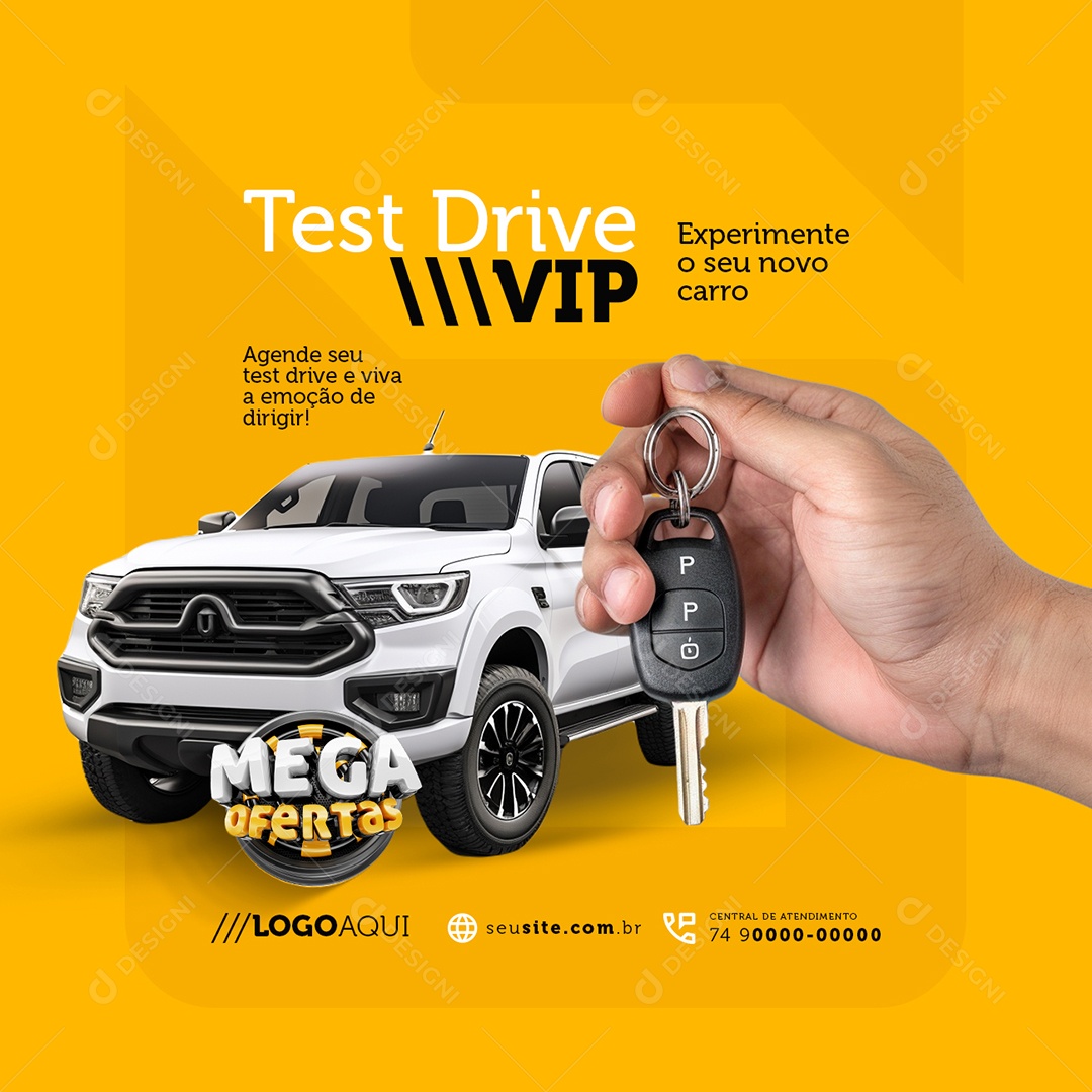Mega Ofertas Concessionária Test Drive Vip Social Media PSD Editável